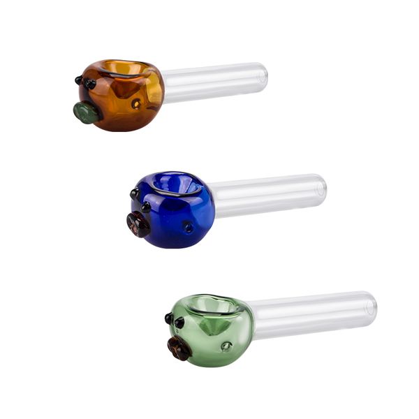 Chinafairprice Y007 Pipes À Fumer Environ 4 Pouces Style Tête De Porc Cuillère Bol Pipe En Verre Tabac Coloré Herbe Sèche