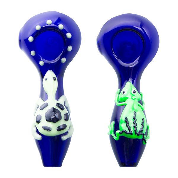 Chinafairprice Y058 Luminosa Dab Rig Tubos De Vidro Colher Tigela Cerca de 9,5 cm De Comprimento Brilhante Tartaruga Nevoeiro Estilo Tabaco Cachimbo