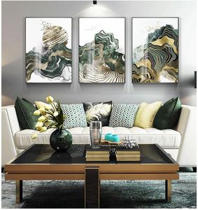 Peinture murale de fond de canapé abstrait chinois, peintures murales de chevet dans les chambres du porche, peintures décoratives de salon dorées légères et luxueuses