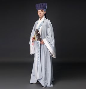 Chinese Ancient Hanfu Male TV Film Performance Stage Slijtage Minister's Kleding Oude de Drie Koninkrijks Periode Zhuge Liang's Kostuum