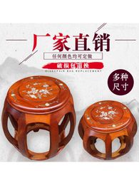 Chinees antieke vaste houten drum krukken stool ronde ontlasting palewood rozenhout drum kruk met geborduurde pier -ontlasting Guzheng -ontlasting