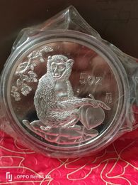 Arts chinois Shanghai Mint Ag 999 Pièce d'argent singe du zodiaque de 5 onces