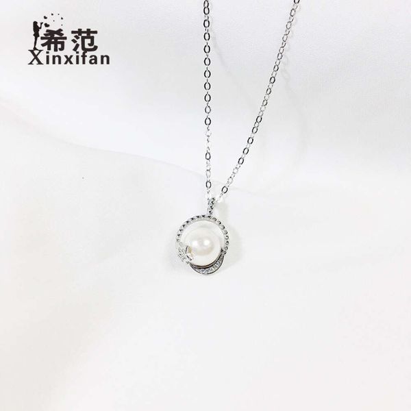 Collier de marque chinoise haut de gamme pour femmes, pendentif en argent pur, perle naturelle, étoile, lune, chaîne de clavicule féminine