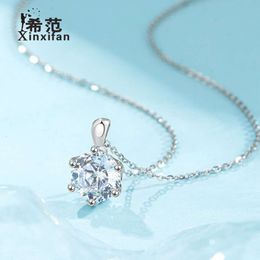 Collier pendentif en argent pur avec grand diamant unique en zircon de marque chinoise avec un tempérament unique, chaîne de clavicule féminine à la mode et mondaine