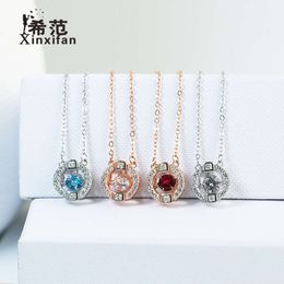Chinees merk puur zilveren pulserende hartketting, vrouwelijke sleutelbeenketting, 18k roségoud, modieuze en dynamische zirkoonhanger, vrouwelijk