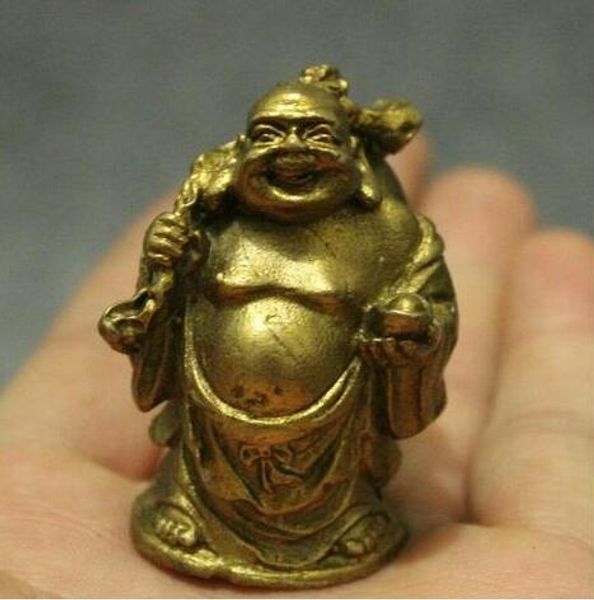 Chinesischer Buddhismus Messing Happy Laugh Maitreya Buddha Hold Yuanbao Kürbisstatue