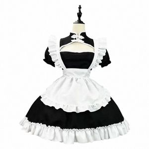 Chinese Chgsam Anime Cosplay Meid Kostuum Plus Size Lolita Princ Halen Zwart Wit Japanse School Meisje Kawaii Kleding m3ob #