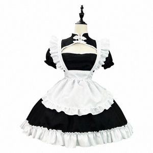 Chinois Chgsam Anime Cosplay Maid Costume Plus Taille Lolita Princ Halen Noir Blanc Japonais School Girl Kawaii Vêtements E2Ut #