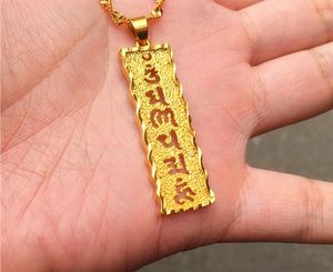 Chinois classique sanskrit boîte de prière pendentif ondulation de l'eau collier pendentifs pour femmes/filles couleur or bijoux cadeaux