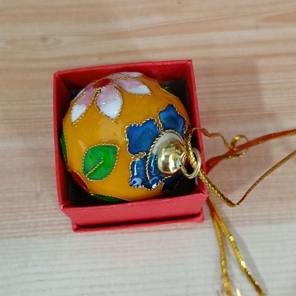 Chinois cloisonné artisanat émail filigrane coloré 40mm boule breloque porte-clés porte-clés cadeaux d'anniversaire arbre de noël suspendus pendentifs décor