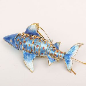 Ornements de requin en filigrane d'émail cloisonné chinois, ameublement, petits objets décoratifs, animaux mignons, accessoires suspendus en cuivre, cadeau 223m