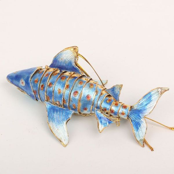 Ornements de requin en filigrane d'émail cloisonné chinois, ameublement, petits objets décoratifs, animaux mignons, accessoires suspendus en cuivre, cadeau 306A