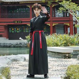 Vêtements chinois Hanfu Black Red Hanfu Femmes Habille Chine Wushu Sword Daxia Cosplay Costumes Kimono Vêtements traditionnels pour hommes