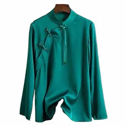 Chinese Kleding Vrouwen Qipao Blouse Shirts Tangzhuang Herstellen Oude Chegsam Zen Tops Rode Effen Kleur Oosterse Hanfu V1rF #