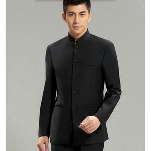 Veste de costume à col chinois pour hommes, blazer ajusté à col Mandarin, vestes de mariage pour hommes de haute qualité, custom12757