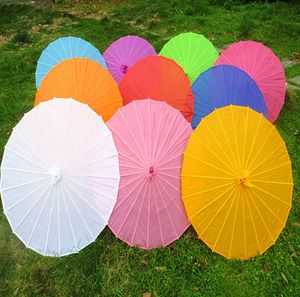 Chinese gekleurde papieren paraplu, witte roze parasols, China traditionele danskleur parasol, Japanse zijden bruiloft rekwisieten