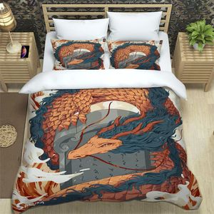 Juego de cama con estampado de bestia divina china, fundas nórdicas para cama para niños, fundas de almohada, juego de cama para adolescentes, juego de cama tamaño king 240127