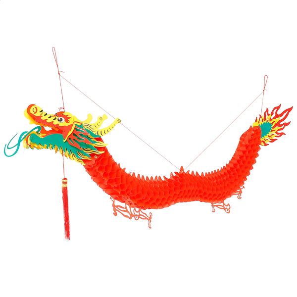 Dragon chinois papier décoration Festival année guirlande en plastique suspendus lanterne ornements pour la décoration année fête du printemps 240127
