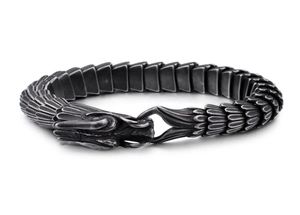 Échelles de dragon chinois Bracelets à chaîne de liaison Rétro Ancient Silver en acier inoxydable Men Bangle5535328