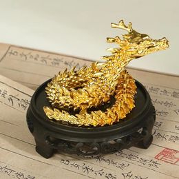 Statue de dragon chinois sculpture dragon scintillant de la figurine dragon chinois Couleur vibrante sculpture flexible pour l'ornement de bureau 240325