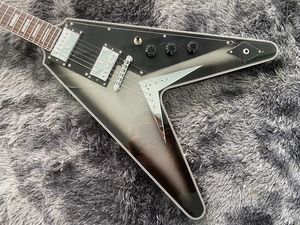 Chinese electric guitar flying v style chrome hardware vb color 6 strings mahogany body and neck