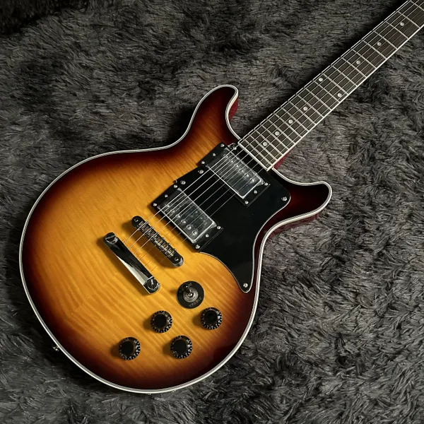 Guitare électrique de studio, corps en acajou, touche en palissandre, couleur vintage sunburst, dessus en érable flammé, pont tune-to-matic, livraison gratuite