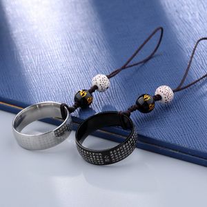Élément chinois boucle anneau bodhi étui de mode pour hommes et femmes lanière de téléphone portable tressée en acier titane