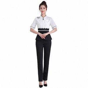 Uniforme estético chino Verano Manga corta Belleza Sal Esteticista Ropa Traje de mujer Spa Hotel Sauna Masaje de pies Ropa de trabajo Y5jc #