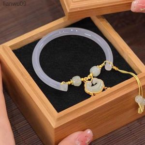 Mode chinoise serrure pendentif bambou Bracelet pour femmes perlé Bracelet à breloques tissé main corde bijoux cadeau L230704