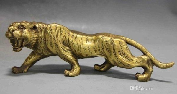 Statue de tigre porte-bonheur chinois Fengshui en cuivre et laiton, Animal du zodiaque, année 9659691