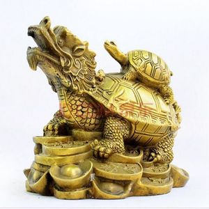 Chinese FengShui Puur Brons Rijkdom Geld Kwade Draak Schildpad Schildpad Standbeeld238V