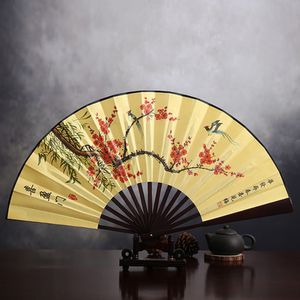 Grote antieke man zijde fan bruiloft cadeau fancy chinese hand fans gepersonaliseerde vouwfans verjaardag partij gunst