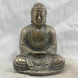 Chinese Volkscultuur Handgemaakte Messing Bronzen Standbeeld Sakyamuni Boeddha Sculpture219D