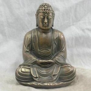 Chinese Volkscultuur Handgemaakte Messing Bronzen Standbeeld Sakyamuni Boeddha Sculpture284P