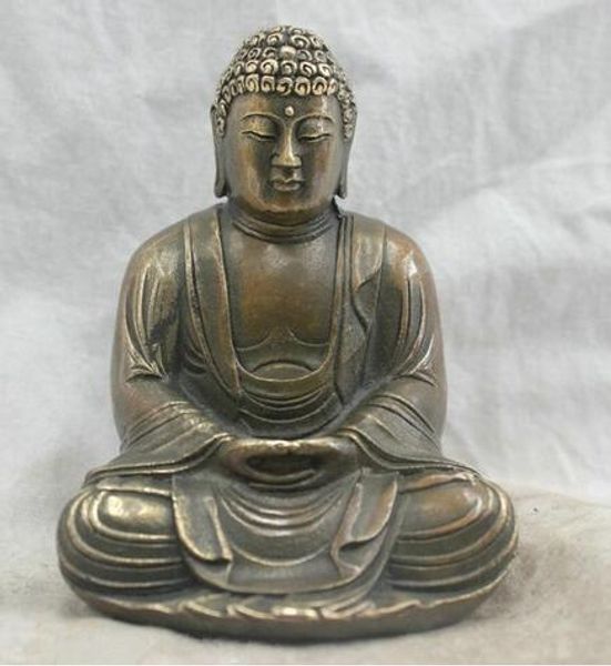 Livraison gratuite Culture populaire chinoise Statue en Bronze en laiton fait à la main Sculpture de bouddha Sakyamuni expédition rapide