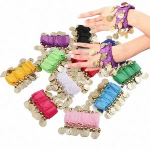 Chinese Volksdans Buikdans Accessoires Kostuum Sieraden 1 Paar Pols Enkelmanchet Rammelaar Chiff Gouden Munt Buikdans Armband k7p5 #