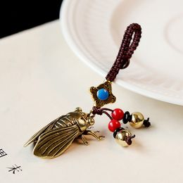 Chinese gouden cicada met messing sleutelhanger sleutels veel geluk fortune longevity rijkdom succes sieraden geschenken