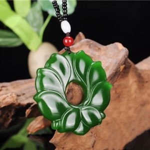 Chinese groene jade lotus bloem peefowl jade hanger sieraden fijne sieraden gelukkige veiligheid charmes jade ketting hanger