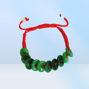 Chinese handwoven rode hand touw jade vredes string armband verstelbaar276q1410022