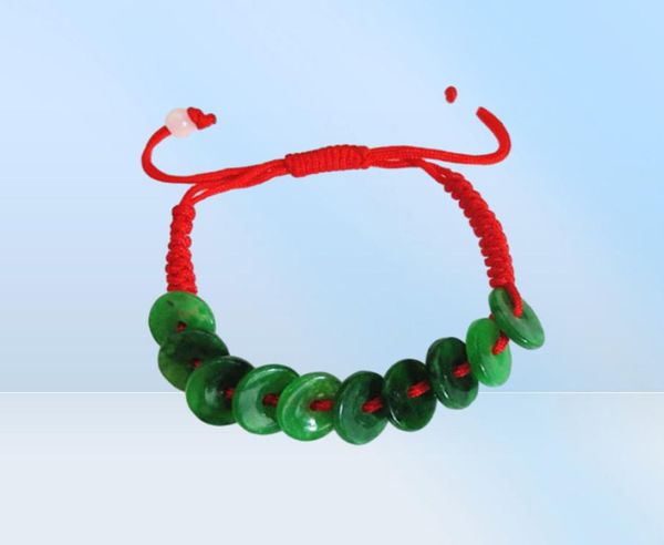 Pulsera de hilo de la paz de Jade de cuerda roja tejida a mano china ajustable276q9081340