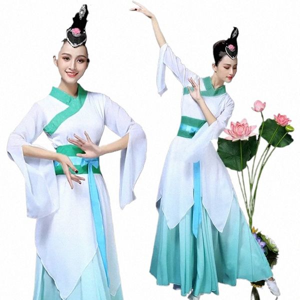 Hanfu chino traje de danza clásica mujer Yangko Fan Natial disfraces tradicional Hada Folk Dr Stage Wear Performance 316D #