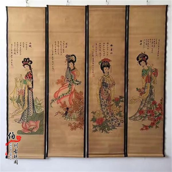 Rouleau suspendu chinois Tang Yin, peinture à la main de chine, beauté ancienne, quatre beautés chinoises anciennes, 171d