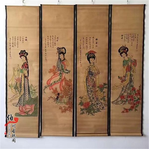 Rouleau suspendu chinois Tang Yin, peinture à la main de chine, beauté ancienne, quatre anciennes beautés chinoises 328D