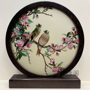 Chinese thuis woonkamer decoratieve ambachten bureau accessoires ornamenten hand zijden borduurwerk patronen met weng houten frame gift