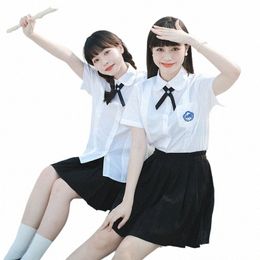 Ensemble d'uniforme chinois Jk, vêtements d'école, costume de marin étudiant, jupe plissée, école marine noir Dr pour fille Seifuku Graduati E8D9 #