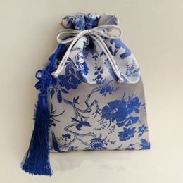 Noeud chinois gland Extra grand sac de brocart de soie cordon sacs artisanaux pochettes cadeaux doublure en daim sac de rangement de bijoux 20x25cm257y
