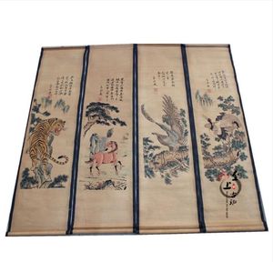Chinees landschap schilderij muurschilderingen van antieke kalligrafie en schilderij kalligrafie feng shui vier scherm