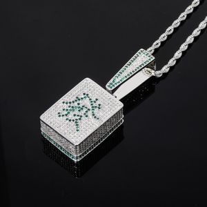 Collier chinois Mahjong Fortune, pendentif glacé, colliers en or pour hommes, bijoux Hip Hop à la mode