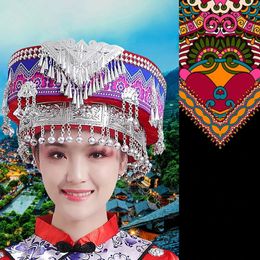 Chapeaux de danse Miao chinois, coiffure de Traditions nationales, accessoires de spectacle sur scène pour minorité, couvre-chef Vintage 240111