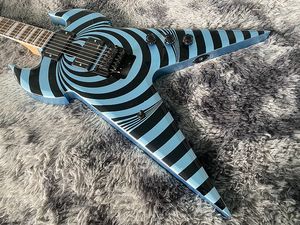 Guitarra eléctrica OEM china estilo Flying V metal color azul sistema de trémolo dúplex zakk wylde audio